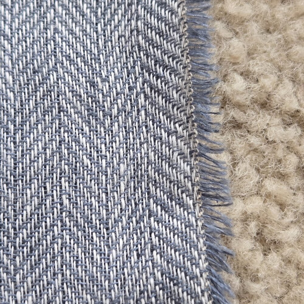 NWOT McNutt Linen Herringbone Scarf Grey Blue - Picture 3 of 10
